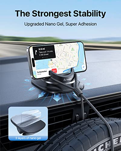 andobil 2026 Upgraded Car Phone Holder Mount, Ultra Stable & Silicone Phone Holders for Your Car 360° Rotatable Dashboard Cell Phone Holder Mount for iPhone 17 Pro Max/16/15/14/13/12/ Samsung