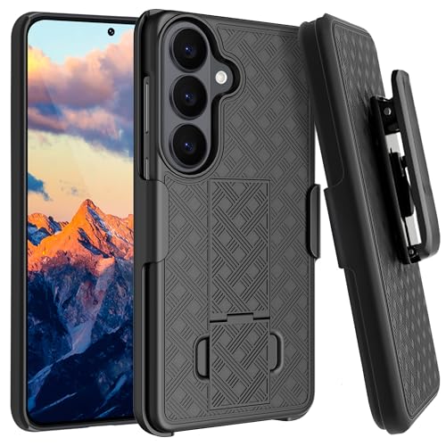 Fingic for Samsung Galaxy S26 Plus Case with Belt Clip Holster Kickstand | Slim Combo Shell with Swivel Holster Rugged Shockproof Antiscratch Full Body Protective for Galaxy S26 Plus 6.7" 2026, Black