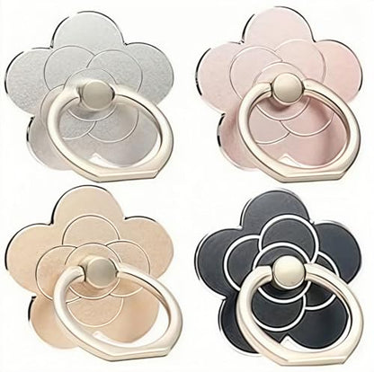 4 Pcs Cell Phone Ring Holder Flower,360 Rotate and 180°Angle Adjustable Metal Finger Ring Socket Grip Kickstand for Smartphones