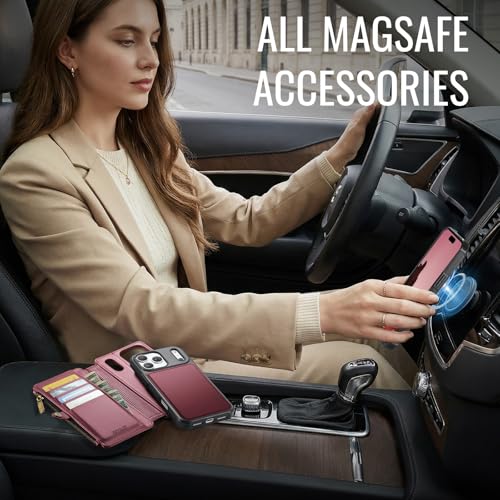 for iPhone 17 Pro Max - Phone Case Wallet Magnetic, Burgundy - color: Burgundy, size: iPhone 17 Pro Max