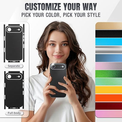 2Pcs Skin Wrap Compatible for iPhone 17 Air – Slim Decal Vinyl Protective Film for Sides & Back – Sleek Fit, Premium Look – Compatible with All iPhone 17 Air Cases - Black - color: Black