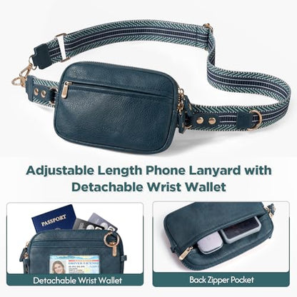 Tiostep Clip and Go Strap for Phone with Wallet Crossbody Phone Lanyard Adjustable and Anti-Theft Leather Purse with RFID Zipper Pouch for Travel Daily Life. Blue - color: Blue