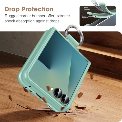 Z Flip 7 Case for Samsung Galaxy Z Flip7 5G, Ring Case for Women Silky Touch Slim Hard PC Matte Back Cover Ultra Thin Z Flip 7 Phone Case Anti-Scratch Protective Cases for Samsung Z Flip 7 5G (Mint) - color: Mint