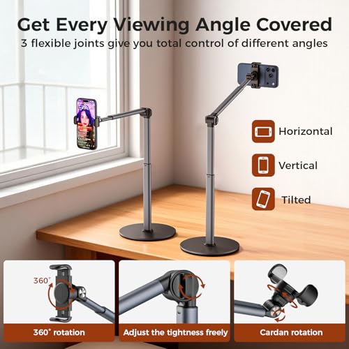 MoKo Overhead Tripod for iPhone, Heavy Duty Aluminum Overhead Phone Mount