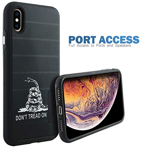 CasesOnDeck Case Compatible with [Apple iPhone X | iPhone Xs][Grip Tactical] iPhone Xs Hybrid Bump and Drop Protection Case Slim Fit Dual Layer Cover (Don't Tread on Me) - color: Donâ t Tread on Me