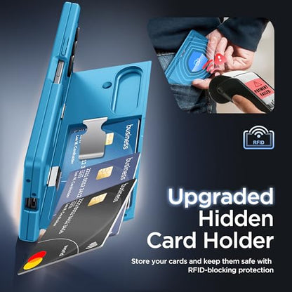 TONGATE Wallet for Z Fold 7 Case with Privacy Screen Protector, Lake Blue - color: Lake Blue