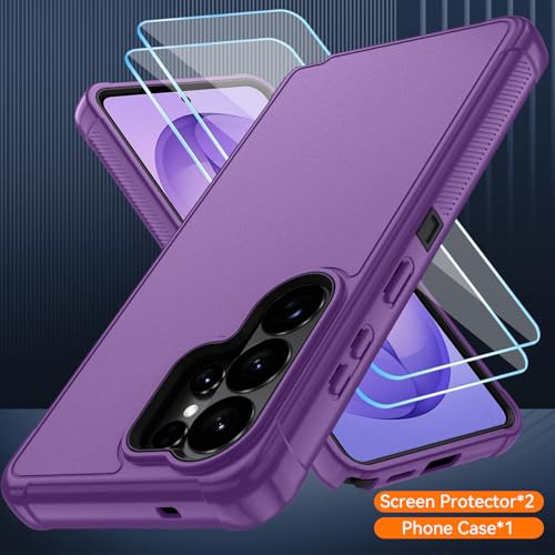 for Samsung Galaxy S26 Ultra Case with HD Screen Protector, 3-Layer Shockproof Military Grade Full Body Protection, Heavy Duty Hybrid Protective Phone Cover (Lilac Purple/Black) - color: Lilac Purple/Black