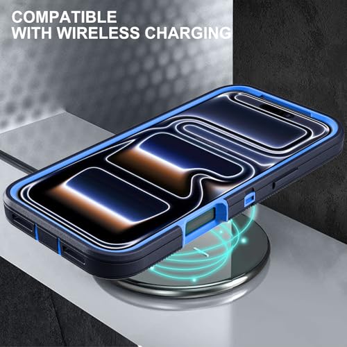 YKHJKLEC for iPhone 17 Pro Case, Military Grade 3 in 1 Heavy Duty Shockproof/Drop Proof/Dust Proof Case with 2Pcs Tempered Glass Screen Protector (Navy Blue) - color: Navy Blue