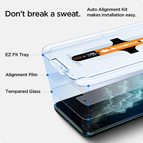 Spigen GlasTR EZ FIT Screen Protector for iPhone 11 Pro Max/XS Max (6.5) | 9H+ tempered glass, Scratch resistance, auto-align tray, Lab-tested 100% clarity, Original touch, Case-friendly, 2 Pack - size: iPhone 11 Pro Max / iPhone XS Max