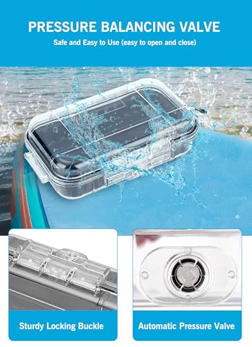 Waterproof Storage Case, Outdoor Sports Survival Equipment Sealed Box Dustproof Pressure Proof Dry Boxes for EDC Tools, Phone, Keys(Clear)