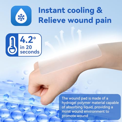 Dimora Hydrogel Burn and Wound Dressing 4" x 4" - Hydrogel Nipple Pads Instant Cooling Relief for Minor Burns & Wounds, Soothing Moist Burn Pads for 1st-2nd Degree Burns, Cuts, Abrasions, (10 Count) - size: 4" x 4" (10 Count)