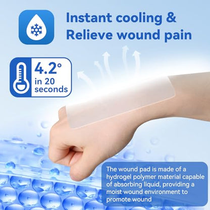 Dimora Hydrogel Burn and Wound Dressing 4" x 4" - Hydrogel Nipple Pads Instant Cooling Relief for Minor Burns & Wounds, Soothing Moist Burn Pads for 1st-2nd Degree Burns, Cuts, Abrasions, (10 Count) - size: 4" x 4" (10 Count)