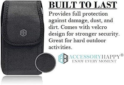 AH Military Grade Cell Phone Pouch Clip Holster Holder w/Belt Loop for iPhone 16 Plus, 16 Pro Max, 15 Plus, 15 Pro Max, 14 Pro Max Cell Phone Holsters Fits Cell Phone w/Heavy Duty Case (Large) - color: BLACK, size: BLACK - LARGE