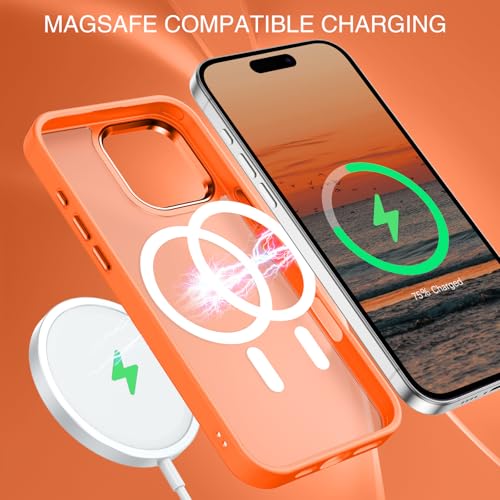 BENTOBEN Magnetic for iPhone 16 Pro Max Case,(Compatible with MagSafe) (Military Grade Drop Protection) Slim Translucent Matte Shockproof with Anti-Fingerprint Phone Case 6.9",Orange - color: Orange