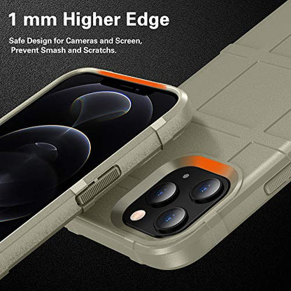 Rugged Shield TPU Thick Solid Armor Tactical Protective Case Compatible with iPhone 12 Pro Max (6.7 inches) - Light Clay - color: Light Clay, size: iPhone 12 Pro Max