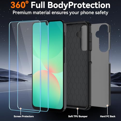 for Samsung Galaxy A17 Case : Shockproof Phone Cover with HD Screen Protector,Hybrid Protective Military-Grade Drop Protection for Galaxy A17 5g / A16 5g & A26 Phone Case(Grey) - color: Grey