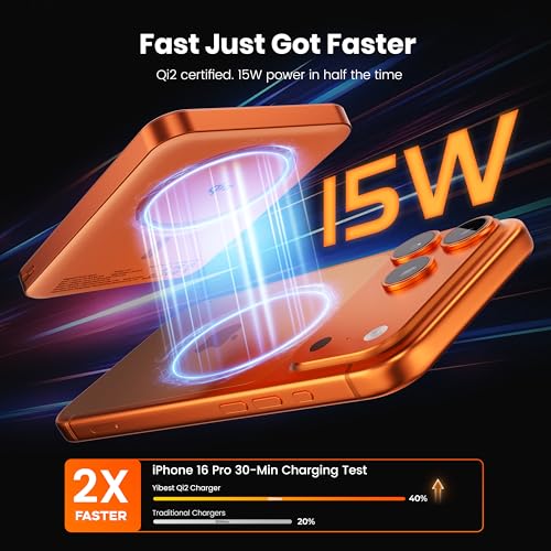Qi2 Certified Magnetic Power Bank 10000mAh, 15W Fast Wireless Charger, Ultra-Slim LiFePO4 Battery Pack with 20W PD USB-C, Portable Charger for iPhone 17-12, Apple Watch & AirPods - color: Orange