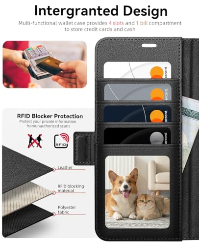 OCASE for Samsung Galaxy S26+ Plus Wallet Case, Card Holder, Litchi Black | RFID Blocking, Kickstand, Magnetic Closure, PU Leather Flip Folio, Shockproof TPU Shell, Protective Phone Cover (6.7") 2026 - color: Litchi Black, size: Samsung Galaxy S26 Plus