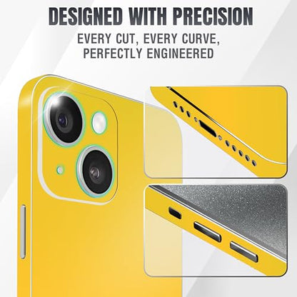 2Pcs Skin Wrap Compatible for iPhone 14 – Slim Decal Vinyl Protective Film for Sides & Back – Sleek Fit, Premium Look – Compatible with All iPhone 14 Cases - Yellow - color: Yellow