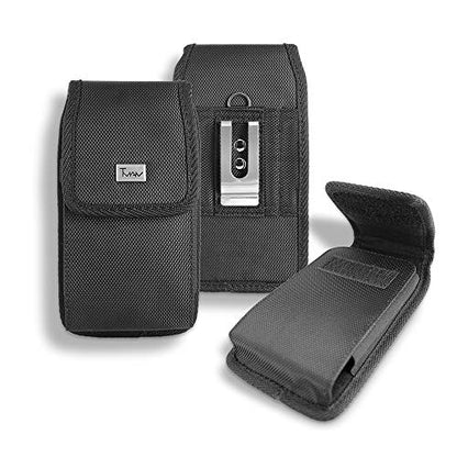 for Samsung Galaxy A17 Case, TMAN Premium Rugged Canvas Pouch case with [Belt Loop & Metal Clip Holster] for Samsung Galaxy A17 (XL Size Fit)