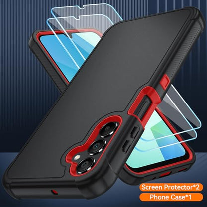 for Samsung Galaxy A16 5G Case : 3-Layer Shockproof Phone Cover with HD Screen Protector,Hybrid Protective Military-Grade Drop Protection for Galaxy A16 5G Phone Case (Black/Red) - color: Black/Red
