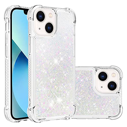 LEMAXELERS for Apple iPhone 13 Bling Glitter Liquid Case. YBL Silver Pink | Cute Floating Quicksand Liquid Shockproof Protective, Sparkle Soft TPU for Women Girls Cover for iPhone 13 - color: Love-8, size: iPhone 13
