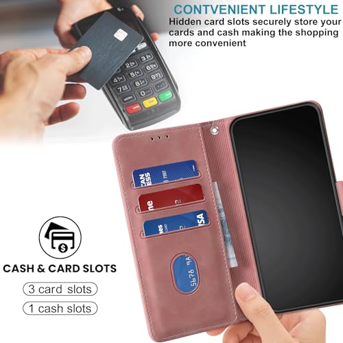 Case Wallet for Motorola Moto G Power 2025/ G Power 2026, Pink | RFID Blocking, 3 Card Holder Stand, Shockproof TPU Shell, PU Leather Magnetic Closure, 6.8-inch - color: Pink