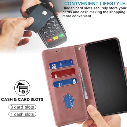 Case Wallet for Motorola Moto G Power 2025/ G Power 2026, Pink | RFID Blocking, 3 Card Holder Stand, Shockproof TPU Shell, PU Leather Magnetic Closure, 6.8-inch - color: Pink
