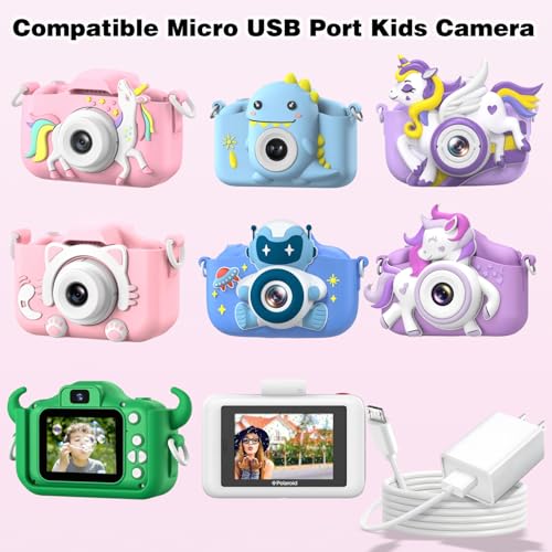 Kids Camera Charger, 5V1A Wall Charger with 5FT USB to Micro USB Charging Cable, Compatible Goopow Gofunly Hangrui Kids Digital Instant Print Camera Toys & Toddler Cameras 5v 1a Power Adapter White - color: 5v1a white+micro usb cable