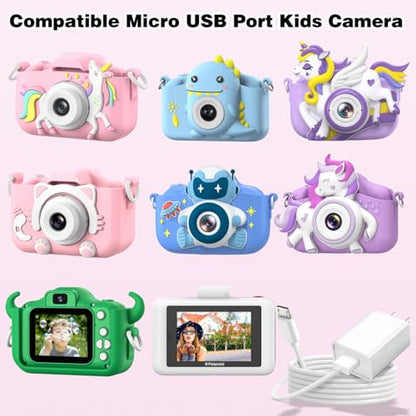 Kids Camera Charger, 5V1A Wall Charger with 5FT USB to Micro USB Charging Cable, Compatible Goopow Gofunly Hangrui Kids Digital Instant Print Camera Toys & Toddler Cameras 5v 1a Power Adapter White - color: 5v1a white+micro usb cable