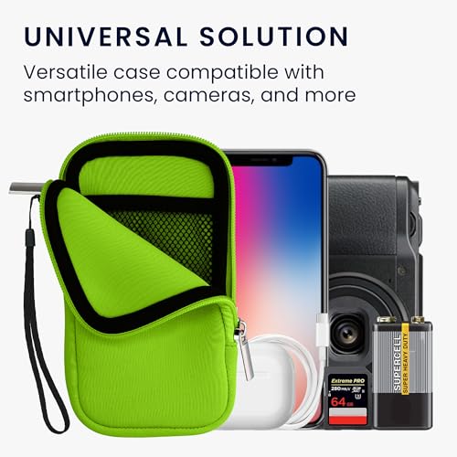 kwmobile Universal Phone Pouch Size L - 6.5" - Neoprene Smartphone Pouch with Zip - Water-Repellent Mobile Phone Case - Sleeve in Neon Green - color: neon green, size: L - 6.5"