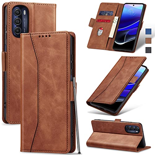 Jasonyu Flip Wallet Case for Moto G Stylus 5G (2022),Leather Magnetic Folio Cover with Card Holder,Kickstand - TPU Shockproof Durable Protective Phone Case,Brown | PU Leather Magnetic Folio Cover,with Card Holder,Kickstand,TPU Shockproof,Durable,Protectiv