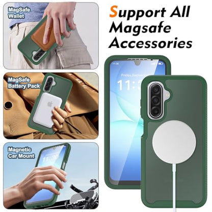 Magnetic Phone Case for Samsung Galaxy A37 / A36 /A56, Army Green - color: Army Green