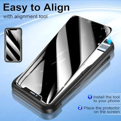 2Pack Privacy Screen Protector for iPhone 11/iPhone XR Anti-Spy Tempered Glass Film 9H Hardness Easy Installation Bubble Free [6.1 inch] (iPhone 12/12 pro)