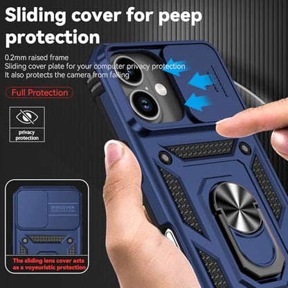 for iPhone 17 Case, with Slide Camera Cover HD Screen Protector [Military Grade 16ft. Drop Tested] Ring Holder Kickstand Protective Phone Case for Apple iPhone 17, Navy Blue - color: Navy Blue w/ Slide Camera 2nd gen. Military Grade