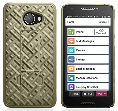 Nakedcellphone Kickstand Cover for Jitterbug Smart 2 Phone Case - Gold | Slim Hard Shell with Stand, Satisfying Texture, For Lively Smart2 (Year 2018, Model 5049SJBS2) - color: Gold