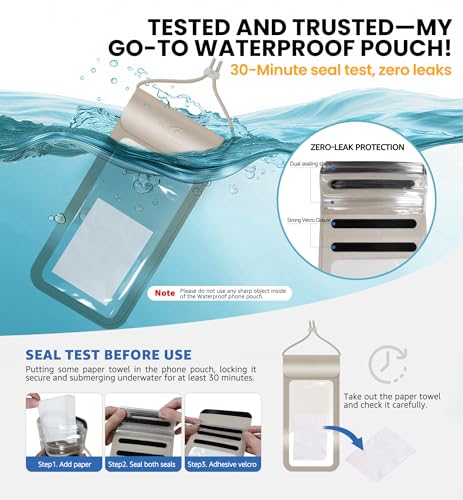 HiRui Universal Waterproof Phone Pouch with Touch Screen, IP68 Waterproof Phone Case Dry Bag for Beach, Compatible with iPhone 17/16/Pro/Plus/Max/15, Galaxy S24+/25+, Fits up to 6.9", Gold, X-Large - color: Gold, size: X-Large