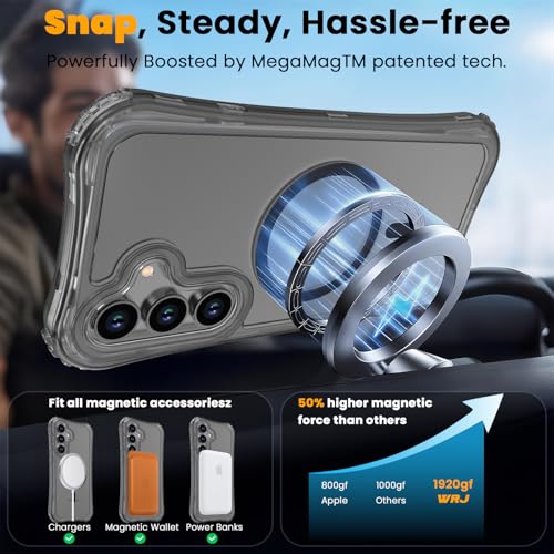 WRJ Magnetic Matte for Samsung Galaxy S26 FE Case,Samsung S25 FE Case [Fit for MagSafe][Military Grade Drop Protection] Translucent Shockproof Protective Phone Case-Black - color: Black, style: Matte