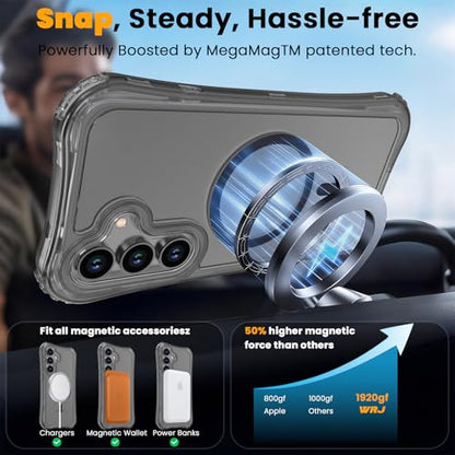 WRJ Magnetic Matte for Samsung Galaxy S26 FE Case,Samsung S25 FE Case [Fit for MagSafe][Military Grade Drop Protection] Translucent Shockproof Protective Phone Case-Black - color: Black, style: Matte
