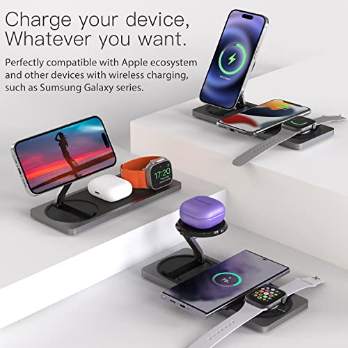PETINO 3 in 1 Wireless Charging Station for Apple Devices with MagSafe - color: Black