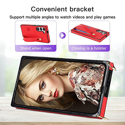 CCSmall for Samsung Galaxy S23+ Plus Crossbody Case w Card Holder KB Red - color: Red, size: Galaxy S23 Plus