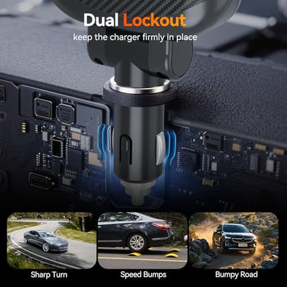 MAGJIEYX Car Cigarette Lighter Splitter Charger, Fast Car Phone Charger with 1-Socket(100W) Charging Adapter and USB C Coiled Cable for iPhone 17 16 15, Galaxy S25 Ultra/iPad/GPS/Dash Cam/Laptop