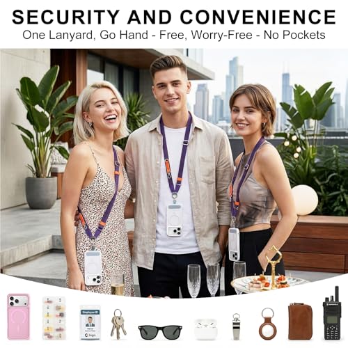 Phone Lanyard Crossbody, Adjustable Ergonomic Shoulder Phone Strap - color: Purple