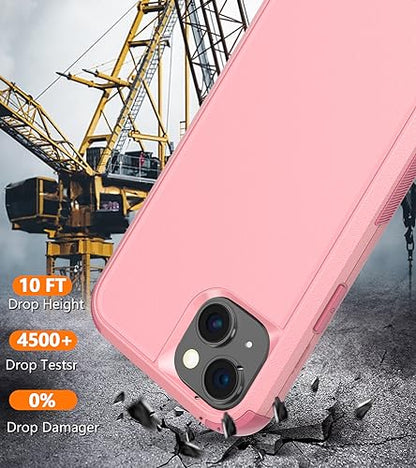Diverbox for iPhone 15 Pro Case [Shockproof] [Dropproof] [Tempered Glass Screen Protector ],Heavy Duty Protection Phone Case Cover for Apple iPhone 15 Pro 6.1 inch (Pink) - color: Pink