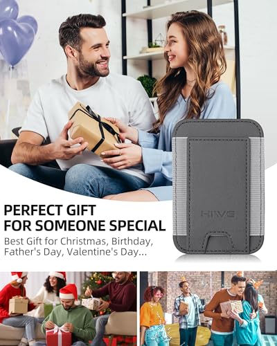 HiWe for MagSafe Wallet, 7 Cards Holder for Phone Case, RFID Blocking - color: Grey Wallet - Grey Band