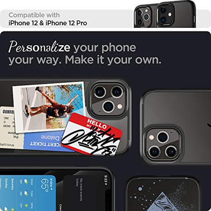 Spigen for iPhone 12/12 Pro Case, Ultra Hybrid [No Magnet Ring][Anti-Yellowing] - Matte Black | Anti-Yellowing Crystal Clarity, Qi Wireless Charge Ready, Patented Air Cushion, MIL-STD-810H Military-Grade Drop Protection - color: Matte Black, size: iPhone