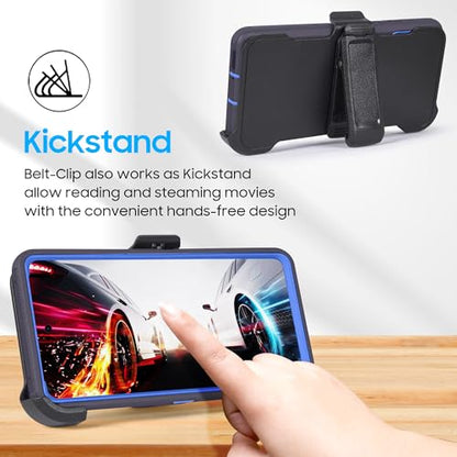 Compatible for Samsung S26 Rugged Case with Belt Clip Holster & Built-in Screen Protector, Heavy-Duty Full-Body Shockproof Cover, Military-Grade Protective Phone Case (Blue) - color: Blue