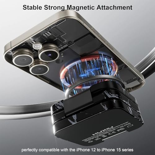 KU XIU X55 Nature Series Fast Magnetic Wireless Charger, Foldable 3 in 1 Charging Station for Apple, Mag-Safe Travel Charger Stand for iPhone 17 16 15 14 13 Series, Apple Watch & AirPods-Marble Black - color: Marble-Black