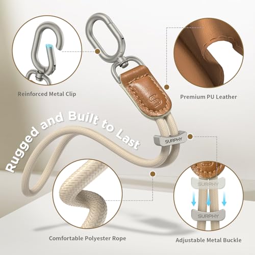 SURPHY Phone Wrist Strap, Keychain Wristlet, Phone Lanyard with Tether Tab - color: Starlight & Brown