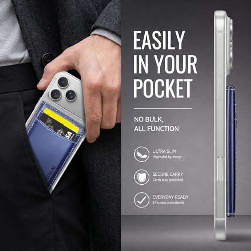 for MagSafe Wallet, Magnetic Phone Wallet RFID Blocking, 6 Cards Holder with Cash Slot,Compatible with Magsafe Phones and Cases for iPhone 17/16/15/14/13/12Pro/Max/Plus - color: Blue
